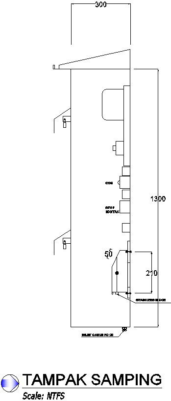 Side view of KWH meter in detail AutoCAD drawing, dwg file, CAD file