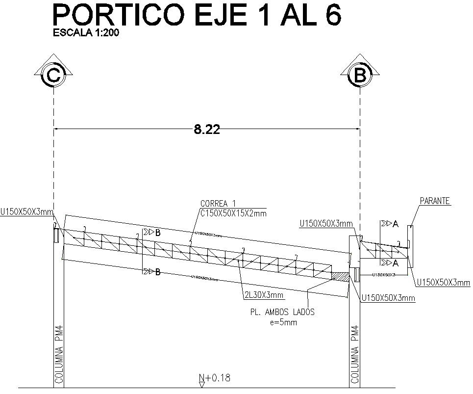 Side view of Metallic structure.