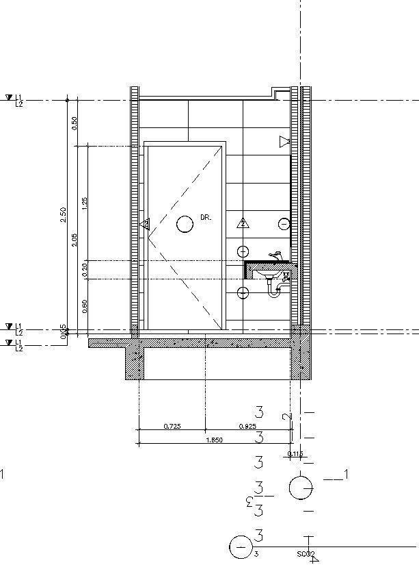 Side view of bathroom with detailing