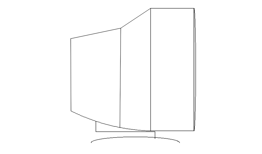 Side view of computer in AutoCAD 2D block, dwg file, CAD file