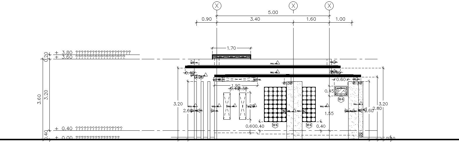 Side view of ground floor with detail AutoCAD drawing, dwg file, CAD file