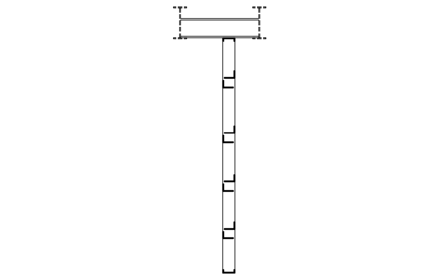 Side view of steel structure in detail AutoCAD drawing, dwg file, CAD file