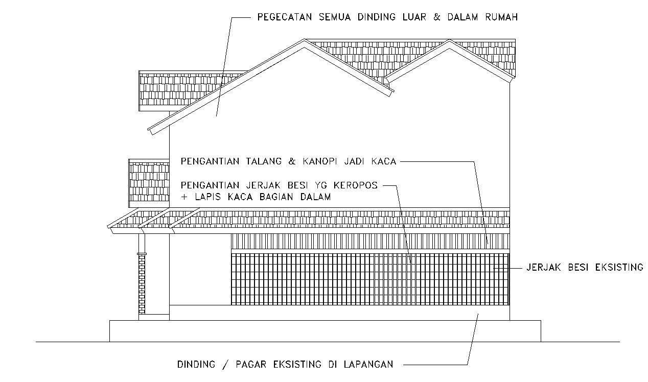 House side elevation detailed DWG file for CAD reference