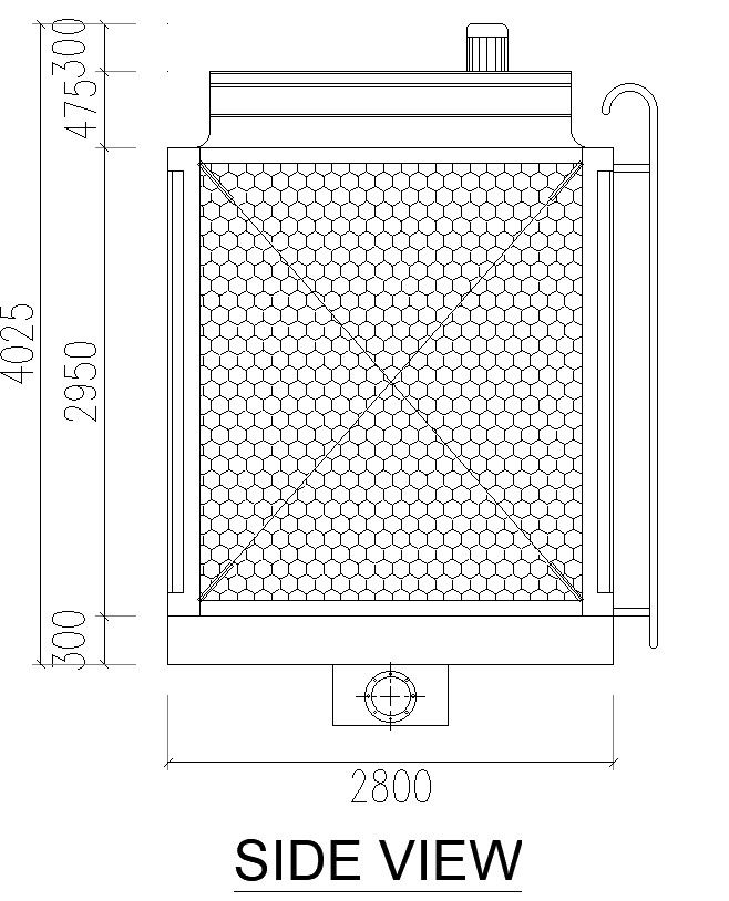 Side view of water sump in detail AutoCAD 2D drawing, CAD file, dwg file