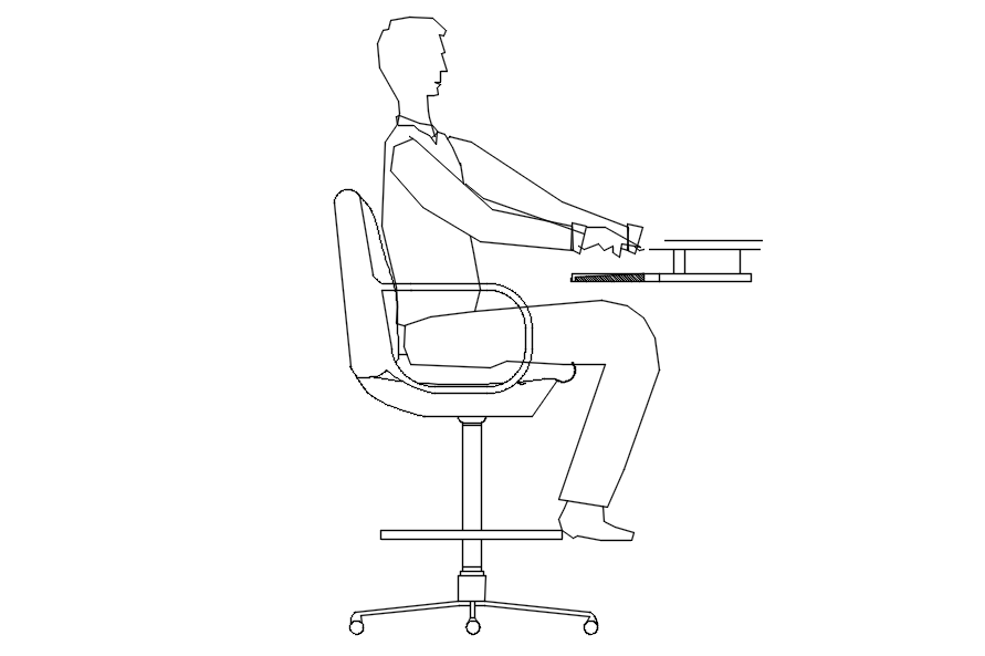 Side view of working table in AutoCAD 2D, dwg file, CAD file