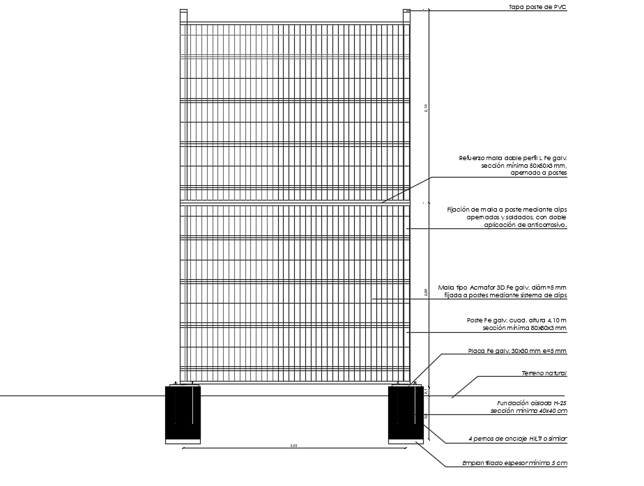 Siding Multicancha 3D DWG Section