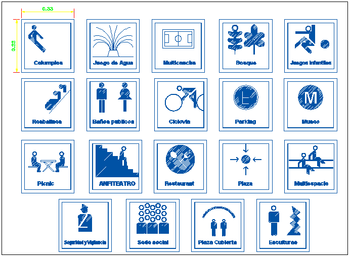 Sign age blocks details of public garden details dwg file