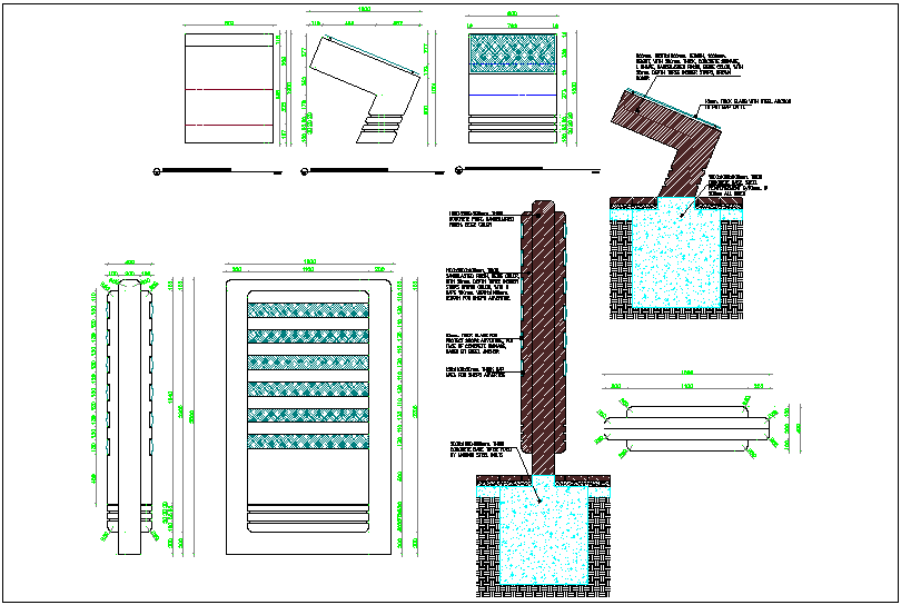 Signage view with furniture detail dwg file