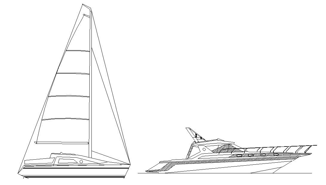 Silhouette Boat Free CAD Blocks Download