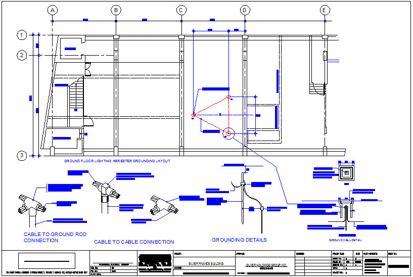 Silver finance corporate building lighting arr-ester grounding layout dwg file
