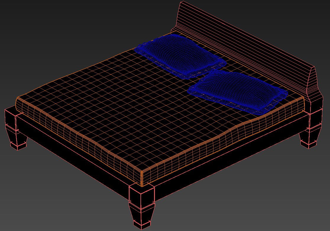 Simple Bed Design With Low Height Backrest Rendered 3D MAX File