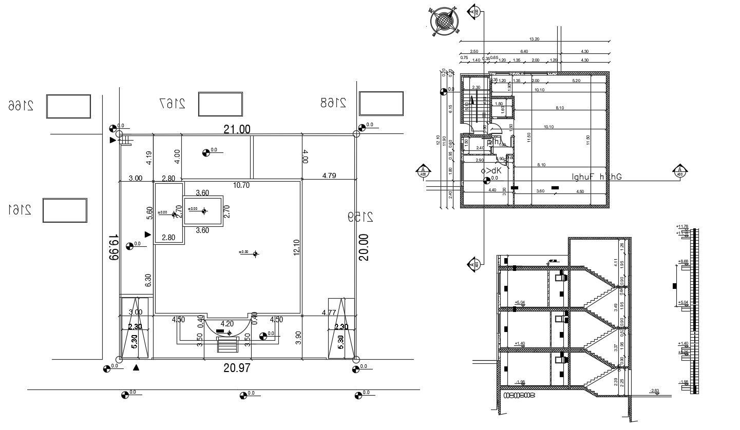 Simple Building Floor Plan With Working Dimension Section AutoCAD File
