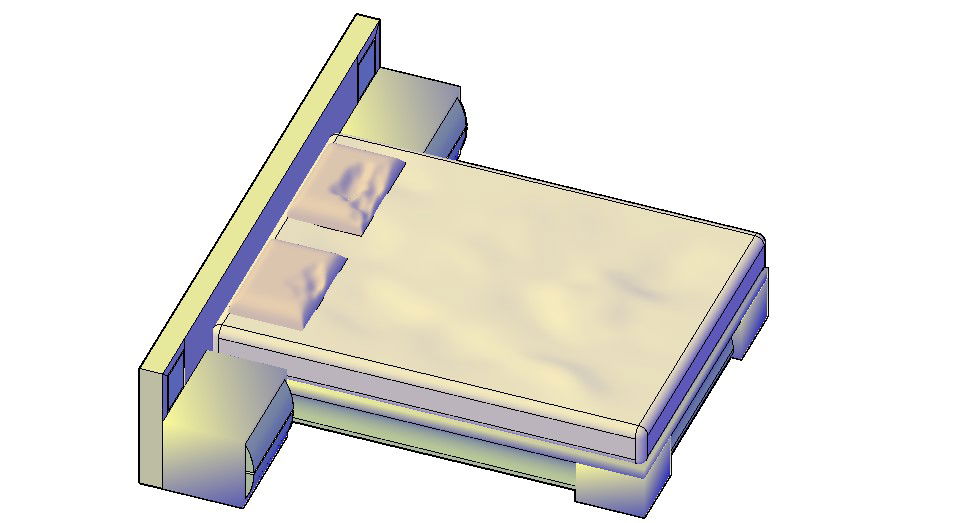 Simple Double Bed Design Furniture 3d model