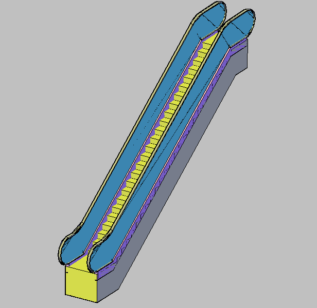 Simple Escalator 3D Elevation Detail