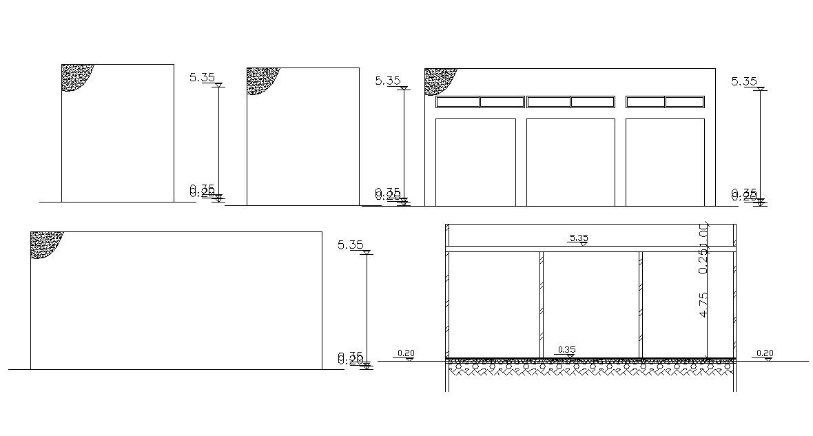 Simple Factory Elevation And Section Design AutoCAD File