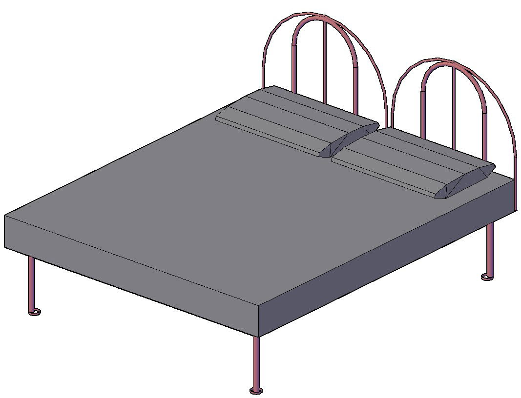 Simple MS Bed Double Design With Rendered In 3D MAX File