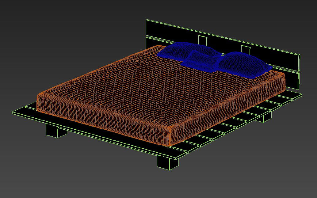 Simple Wooden Floor Bed With Rendered In 3D MAX File