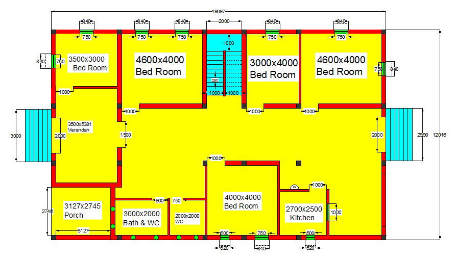 Simple house plan in dwg file 