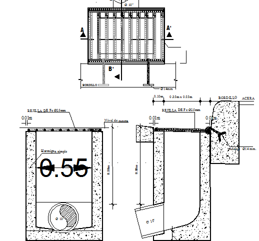 Simple sump constructive details dwg file