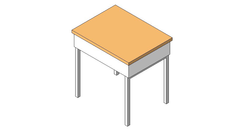 Simple wooden table 3d block cad drawing details dwg file