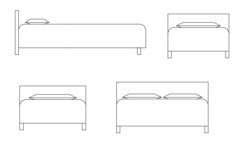 Simple Bed Elevation Free CAD Blocks in DWG Drawing File