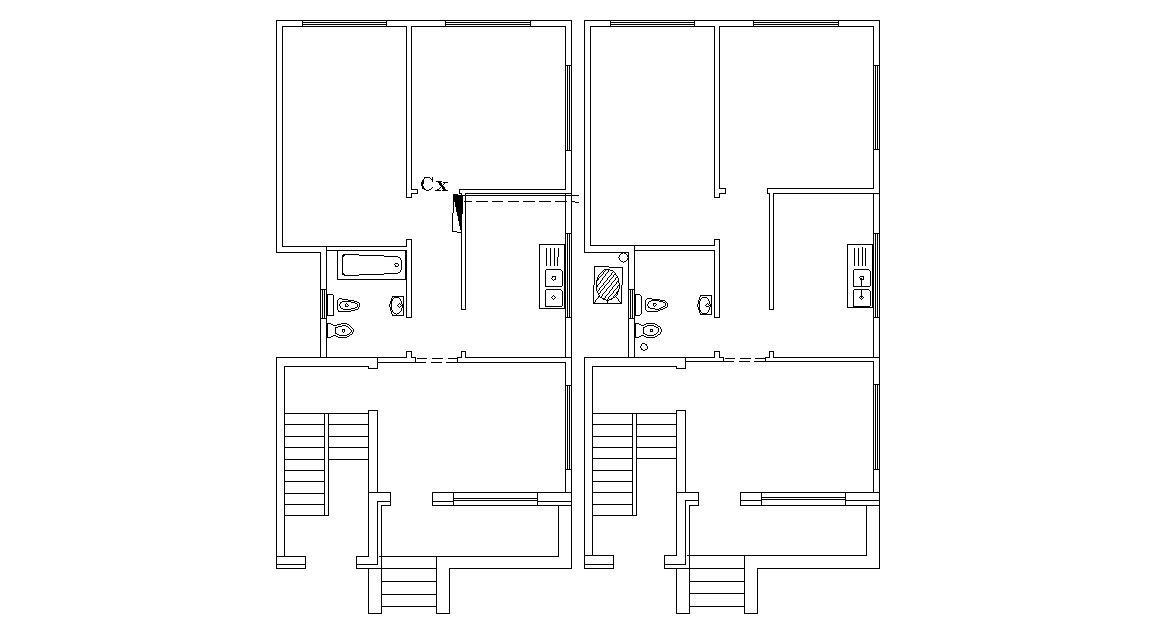 Simple Bungalow Floor Plan AutoCAD File