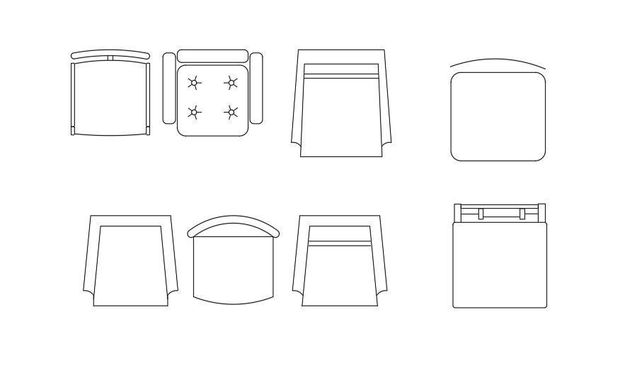 Simple Chair Top View CAD Blocks Drawing