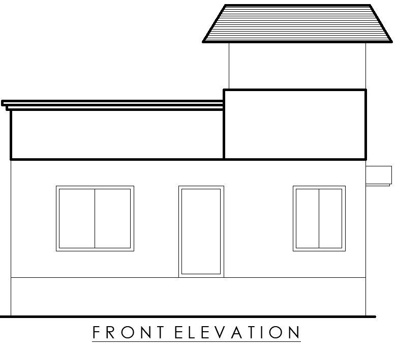 Simple Front Elevation House Plan DWG in AutoCAD Format