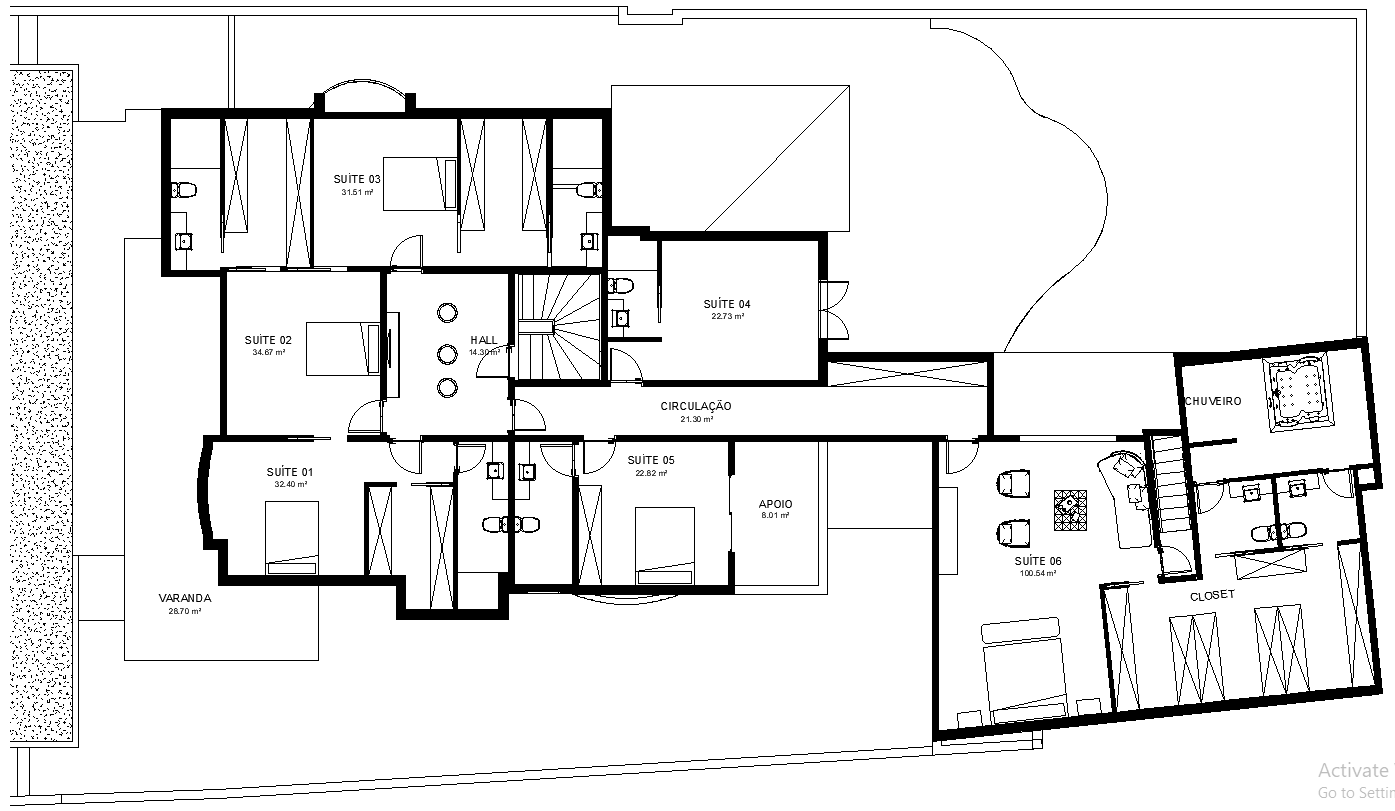 Simple Hotel Plan Layout Details AutoCAD DWG File