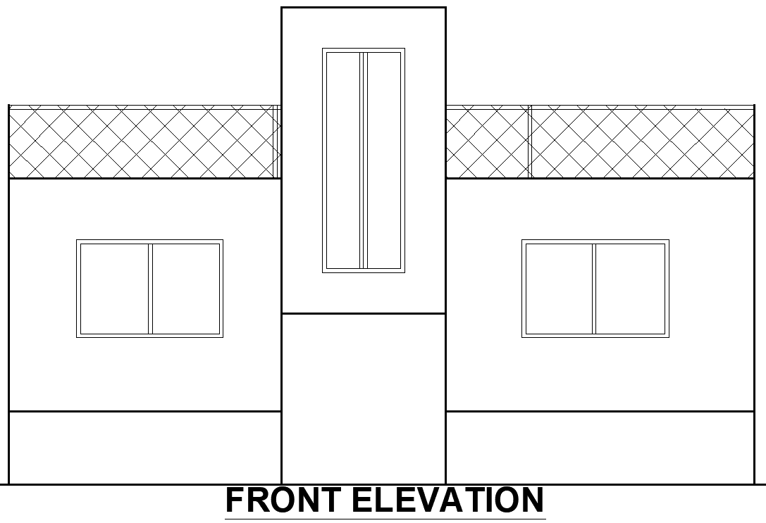 Simple House Front Elevation AutoCAD DWG Layout File