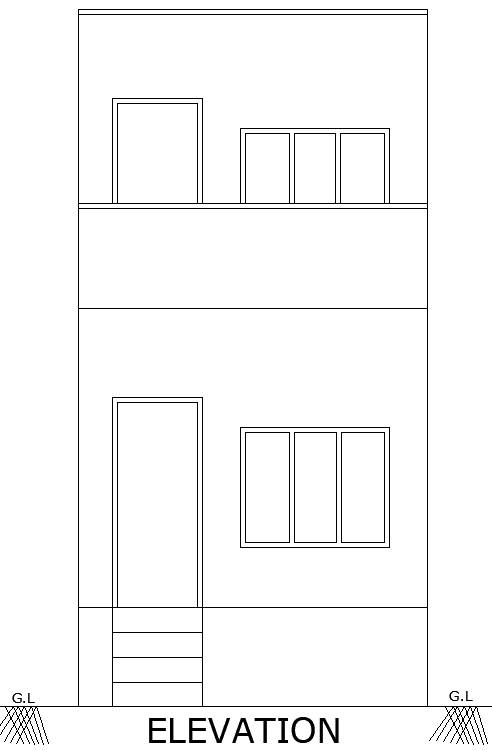 Simple House Elevation Plan in AutoCAD DWG Format