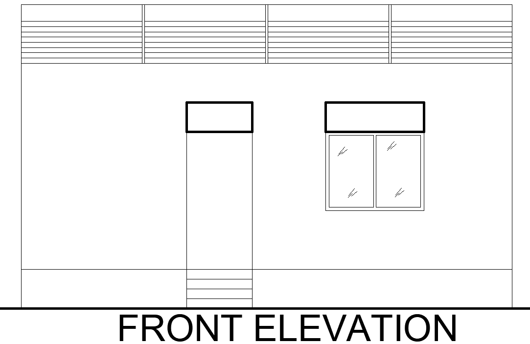 DWG Design of Simple House Front Elevation Layout Plan
