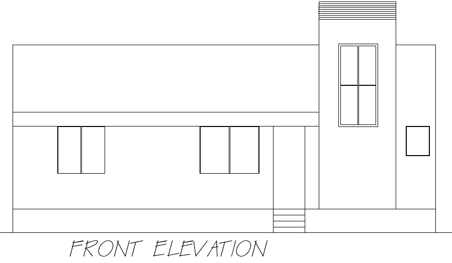 Simple House Front Elevation Layout Plan in DWG Format