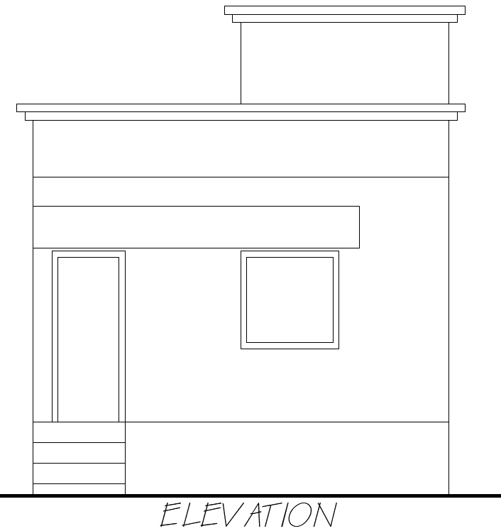 DWG Drawing of Simple House Front Elevation Layout Plan