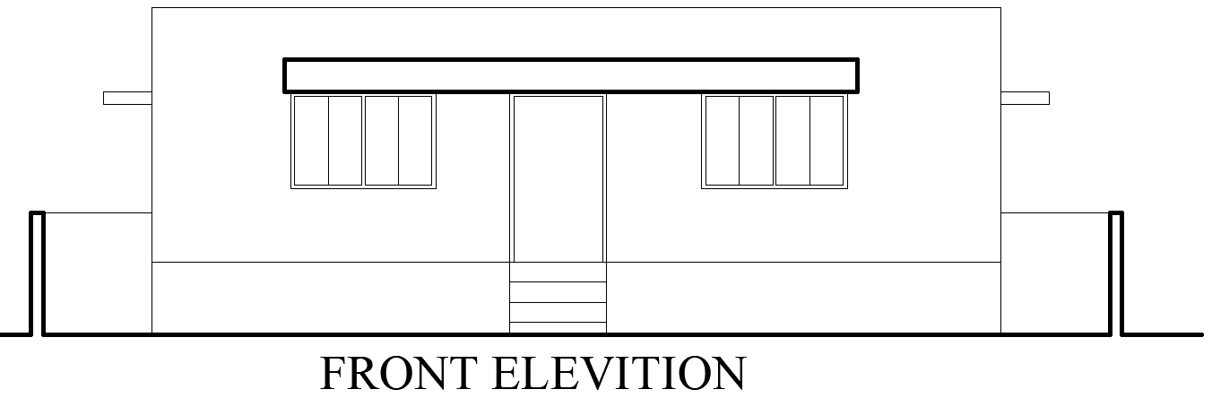 Simple House Front Elevation Plan AutoCAD DWG Layout