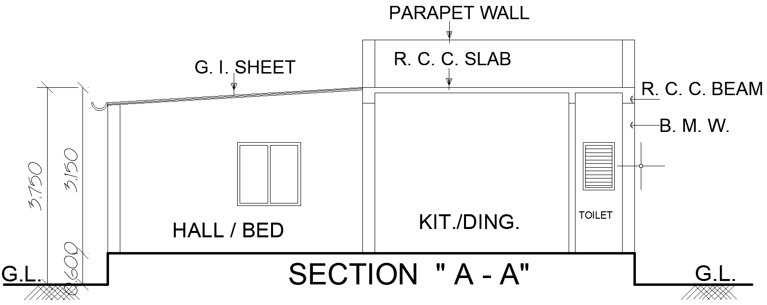 AutoCAD Simple House Section Layout Plan DWG File