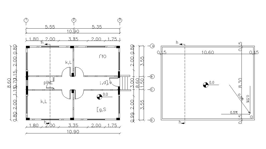 Simple Residential Building Floor Plan With Terrace DWG File
