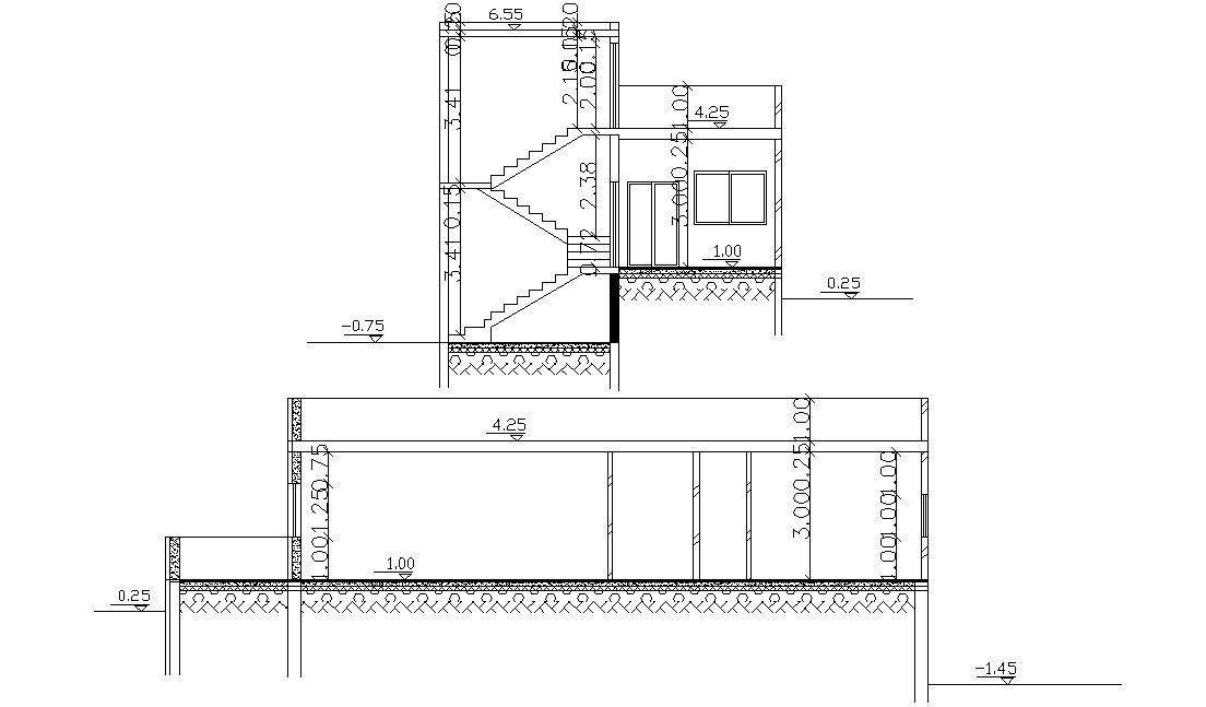 Simple Single Story House Sections AutoCAD Drawing