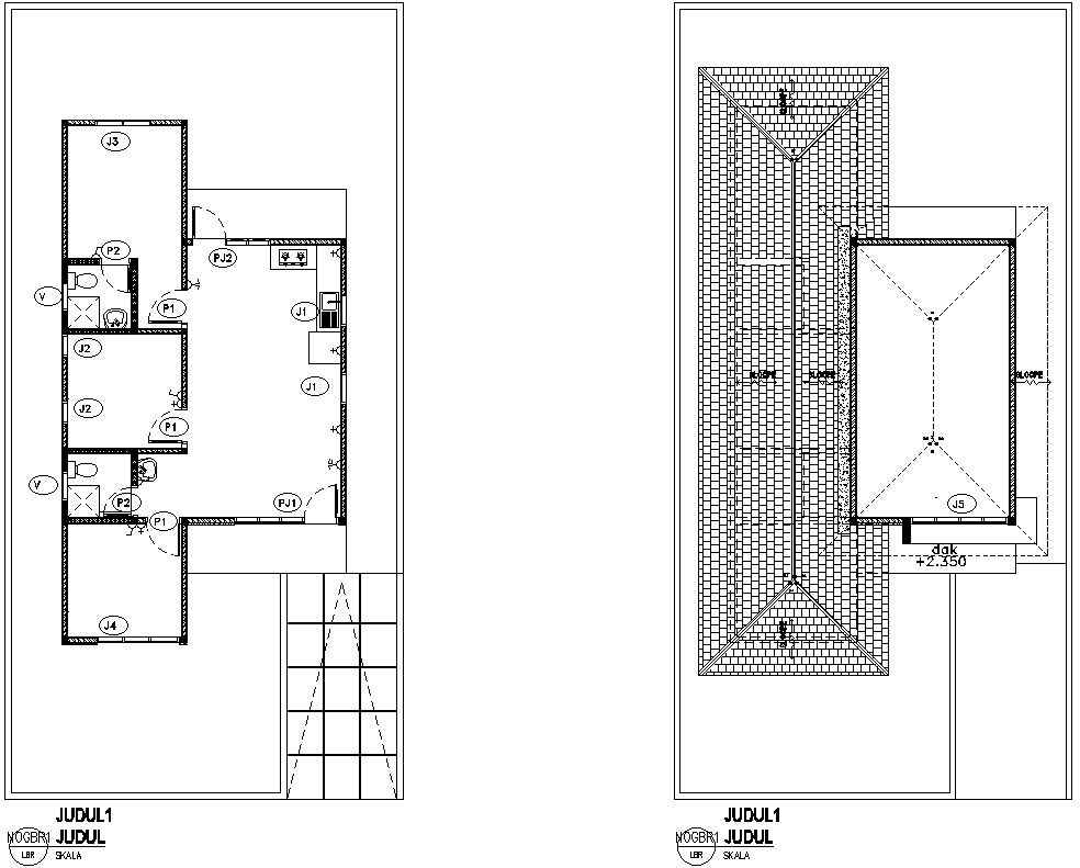 Simple floor plan with roof detail plan