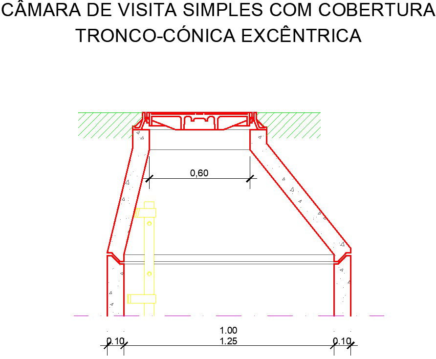 Simple room with coverage eccentric trunk conical drawing