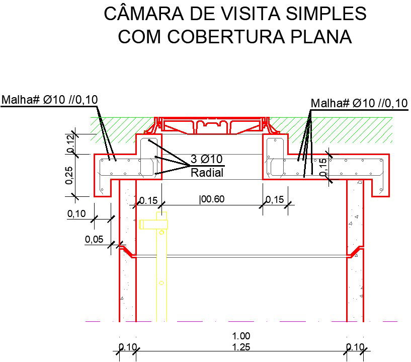 Simple visit chamber with flat coverage detail drawing