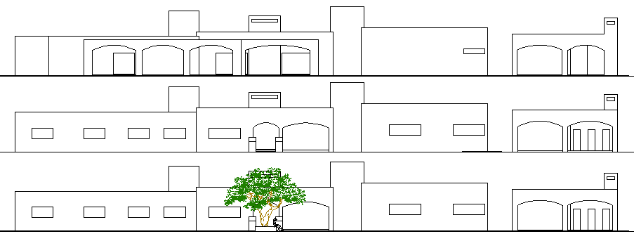 Single Family Bungalow Design and Elevation dwg file