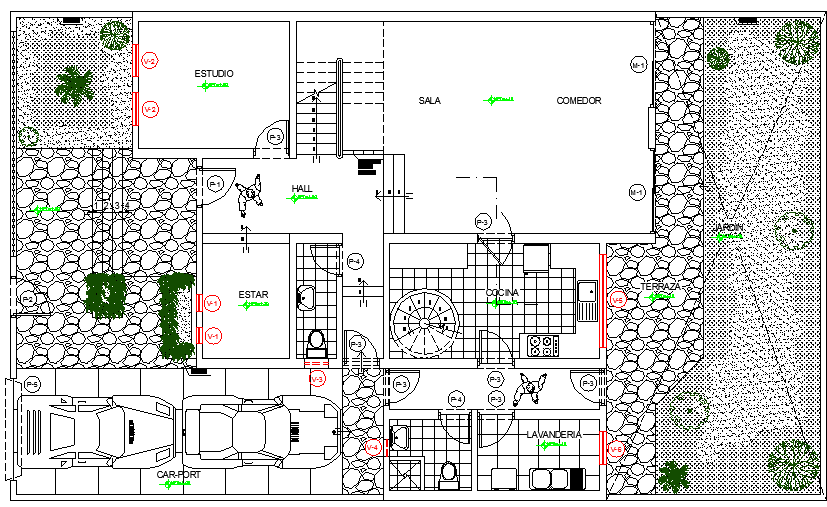 Single Family Home Design and Structure and Section Details dwg file