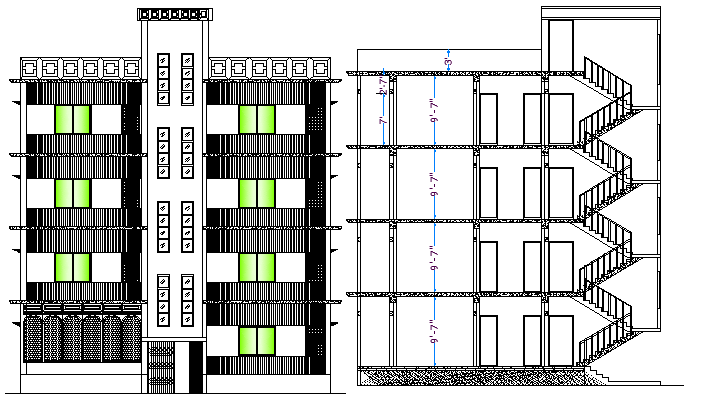 Single Family House Design and Elevation Details dwg file