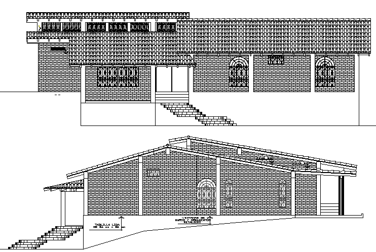Single Family House Plan and Elevation dwg file