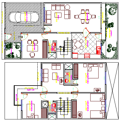 Single Family Two Flooring Bungalow Design, Structure Details dwg file