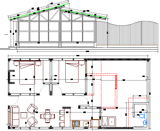 Single Family house Elevation and Structure Details dwg file