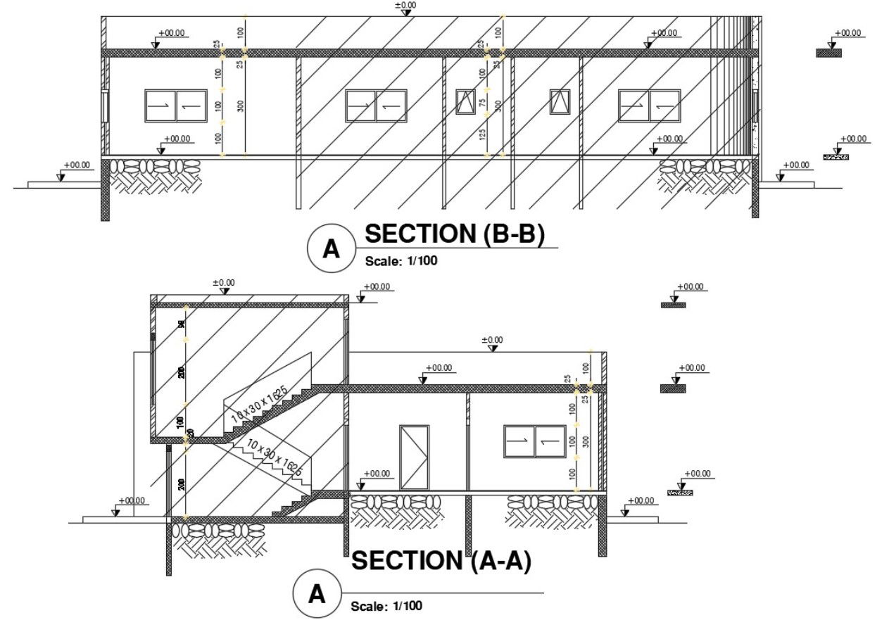Single Floor House Section CAD Drawing DWG File