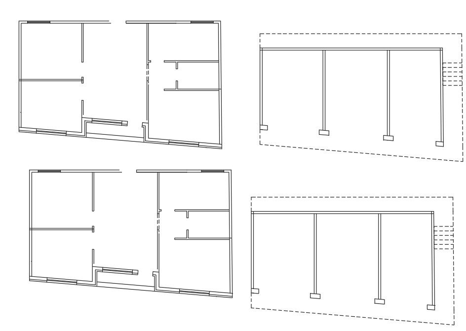 Single Line Out Plan Of Commercial And Residential Building
