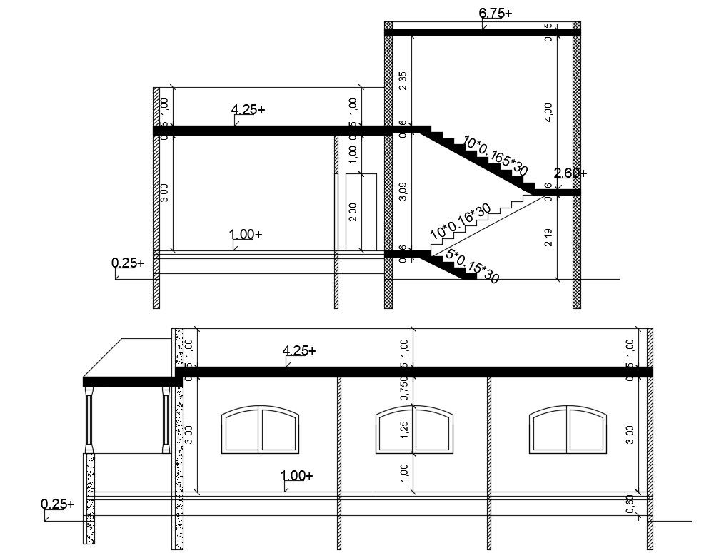 Single Storey Home Building Section Drawing Free DWG File